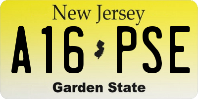 NJ license plate A16PSE