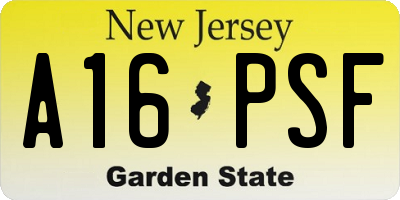 NJ license plate A16PSF