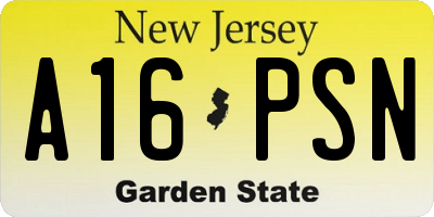 NJ license plate A16PSN
