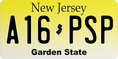 NJ license plate A16PSP