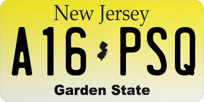 NJ license plate A16PSQ