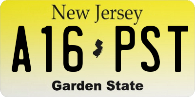 NJ license plate A16PST