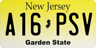 NJ license plate A16PSV