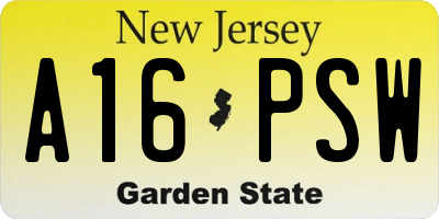 NJ license plate A16PSW