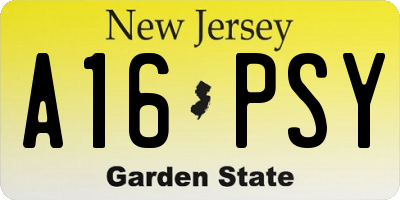 NJ license plate A16PSY