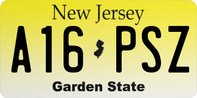 NJ license plate A16PSZ