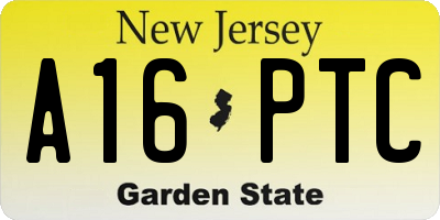 NJ license plate A16PTC