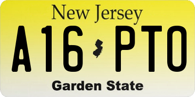 NJ license plate A16PTO