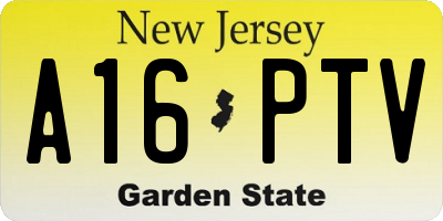 NJ license plate A16PTV