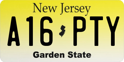 NJ license plate A16PTY