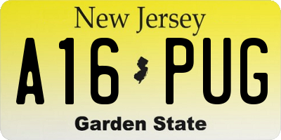 NJ license plate A16PUG