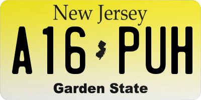 NJ license plate A16PUH