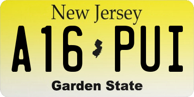 NJ license plate A16PUI