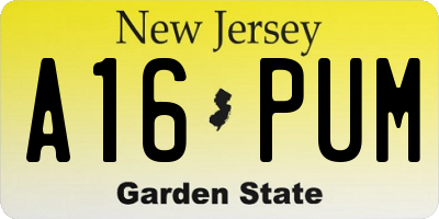 NJ license plate A16PUM