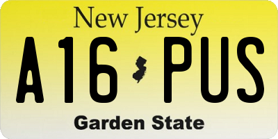 NJ license plate A16PUS