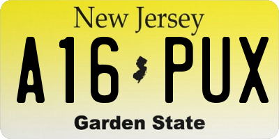 NJ license plate A16PUX