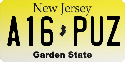 NJ license plate A16PUZ