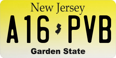 NJ license plate A16PVB