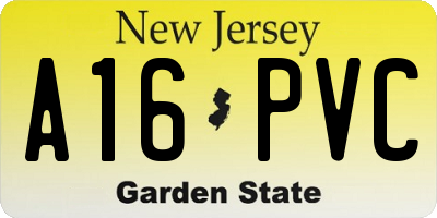 NJ license plate A16PVC
