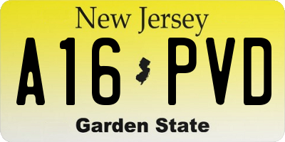 NJ license plate A16PVD