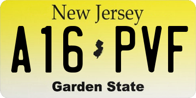 NJ license plate A16PVF