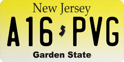 NJ license plate A16PVG