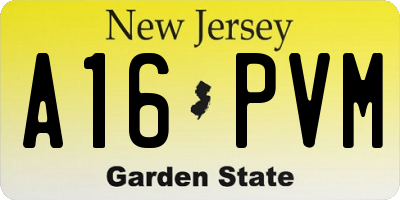 NJ license plate A16PVM