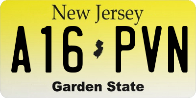 NJ license plate A16PVN