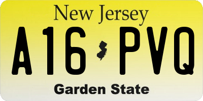 NJ license plate A16PVQ