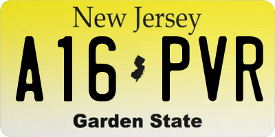 NJ license plate A16PVR