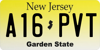 NJ license plate A16PVT