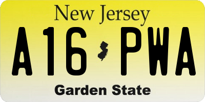 NJ license plate A16PWA