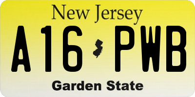 NJ license plate A16PWB
