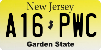 NJ license plate A16PWC