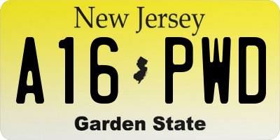 NJ license plate A16PWD