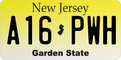 NJ license plate A16PWH