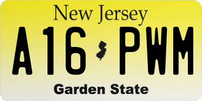 NJ license plate A16PWM