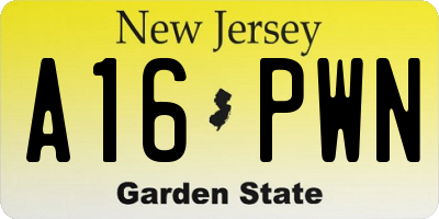 NJ license plate A16PWN