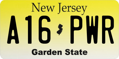NJ license plate A16PWR