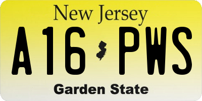 NJ license plate A16PWS