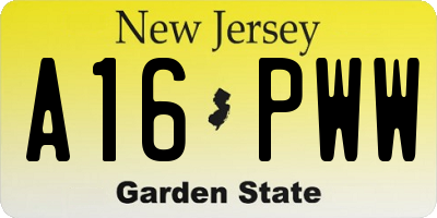 NJ license plate A16PWW