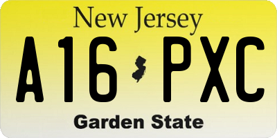 NJ license plate A16PXC