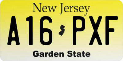 NJ license plate A16PXF