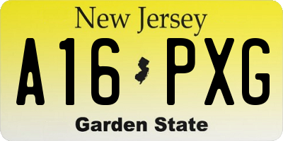 NJ license plate A16PXG