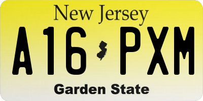NJ license plate A16PXM