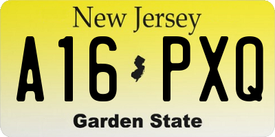 NJ license plate A16PXQ