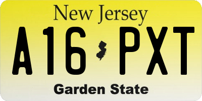 NJ license plate A16PXT