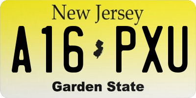 NJ license plate A16PXU