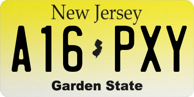 NJ license plate A16PXY
