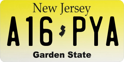 NJ license plate A16PYA